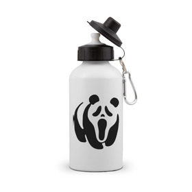 Бутылка спортивная с принтом Scream Panda в Санкт-Петербурге, металл | емкость — 500 мл, в комплекте две пластиковые крышки и карабин для крепления | панда