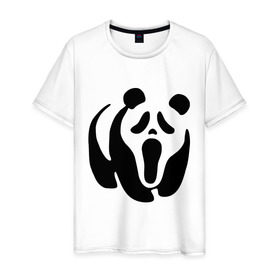 Мужская футболка хлопок с принтом Scream Panda в Санкт-Петербурге, 100% хлопок | прямой крой, круглый вырез горловины, длина до линии бедер, слегка спущенное плечо. | панда