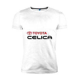 Мужская футболка премиум с принтом Toyota Celica в Санкт-Петербурге, 92% хлопок, 8% лайкра | приталенный силуэт, круглый вырез ворота, длина до линии бедра, короткий рукав | celica | toyota | toyota celica | тойота | тойота целика | целика