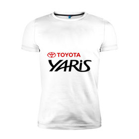 Мужская футболка премиум с принтом Toyota Yaris в Санкт-Петербурге, 92% хлопок, 8% лайкра | приталенный силуэт, круглый вырез ворота, длина до линии бедра, короткий рукав | toyota | toyota yaris | yaris | тойота | тойота ярис | ярис