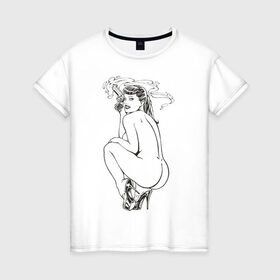 Женская футболка хлопок с принтом Секси киллер (2) в Санкт-Петербурге, 100% хлопок | прямой крой, круглый вырез горловины, длина до линии бедер, слегка спущенное плечо | killer | девушка
