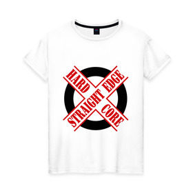 Женская футболка хлопок с принтом Straight edge (sXe) (1) в Санкт-Петербурге, 100% хлопок | прямой крой, круглый вырез горловины, длина до линии бедер, слегка спущенное плечо | 