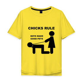 Мужская футболка хлопок Oversize с принтом Boys make good pets в Санкт-Петербурге, 100% хлопок | свободный крой, круглый ворот, “спинка” длиннее передней части | бойфренд | девочки | девчонки | любовь | отношения | ошейник | парень | поводок | рулят