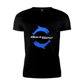Мужская футболка премиум с принтом Черное море - Black Sea в Санкт-Петербурге, 92% хлопок, 8% лайкра | приталенный силуэт, круглый вырез ворота, длина до линии бедра, короткий рукав | black sea | дельфины | черное море