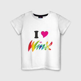 Детская футболка хлопок с принтом Winx с крыльями в Санкт-Петербурге, 100% хлопок | круглый вырез горловины, полуприлегающий силуэт, длина до линии бедер | 