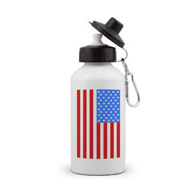 Бутылка спортивная с принтом Американский флаг в Санкт-Петербурге, металл | емкость — 500 мл, в комплекте две пластиковые крышки и карабин для крепления | america | usa | америка | соединенные штаты | сша | флаг | штаты