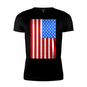 Мужская футболка премиум с принтом Американский флаг в Санкт-Петербурге, 92% хлопок, 8% лайкра | приталенный силуэт, круглый вырез ворота, длина до линии бедра, короткий рукав | america | usa | америка | соединенные штаты | сша | флаг | штаты
