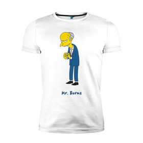 Мужская футболка премиум с принтом Mr. Burns (The Simpsons) в Санкт-Петербурге, 92% хлопок, 8% лайкра | приталенный силуэт, круглый вырез ворота, длина до линии бедра, короткий рукав | burns | simpsons | симпсоны | симсоны