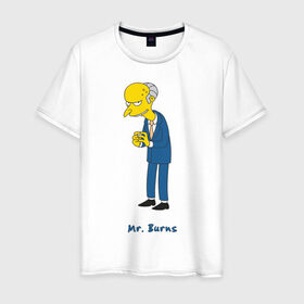 Мужская футболка хлопок с принтом Mr. Burns (The Simpsons) в Санкт-Петербурге, 100% хлопок | прямой крой, круглый вырез горловины, длина до линии бедер, слегка спущенное плечо. | burns | simpsons | симпсоны | симсоны
