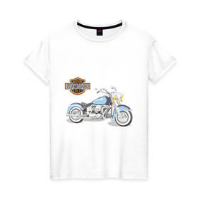 Женская футболка хлопок с принтом Harley (2) в Санкт-Петербурге, 100% хлопок | прямой крой, круглый вырез горловины, длина до линии бедер, слегка спущенное плечо | байк | дэвидсон | харлей | харли