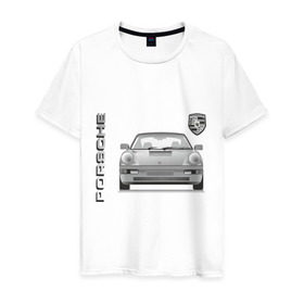 Мужская футболка хлопок с принтом Porsche (3) в Санкт-Петербурге, 100% хлопок | прямой крой, круглый вырез горловины, длина до линии бедер, слегка спущенное плечо. | porsche | авто | автомобиль | машины | порш | порше | тачки