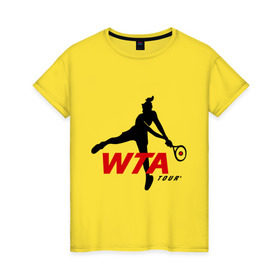 Женская футболка хлопок с принтом Теннисистка (3) в Санкт-Петербурге, 100% хлопок | прямой крой, круглый вырез горловины, длина до линии бедер, слегка спущенное плечо | 