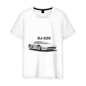 Мужская футболка хлопок с принтом Jaguar XJ-220 в Санкт-Петербурге, 100% хлопок | прямой крой, круглый вырез горловины, длина до линии бедер, слегка спущенное плечо. | Тематика изображения на принте: 