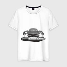 Мужская футболка хлопок с принтом Mercedes в Санкт-Петербурге, 100% хлопок | прямой крой, круглый вырез горловины, длина до линии бедер, слегка спущенное плечо. | 
