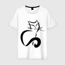 Мужская футболка хлопок с принтом Smoking Cat в Санкт-Петербурге, 100% хлопок | прямой крой, круглый вырез горловины, длина до линии бедер, слегка спущенное плечо. | 