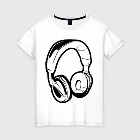 Женская футболка хлопок с принтом Наушники (3) в Санкт-Петербурге, 100% хлопок | прямой крой, круглый вырез горловины, длина до линии бедер, слегка спущенное плечо | deejay | dj | tiesto | диджей | наушники
