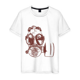 Мужская футболка хлопок с принтом Респиратор в Санкт-Петербурге, 100% хлопок | прямой крой, круглый вырез горловины, длина до линии бедер, слегка спущенное плечо. | dubstep | gas | газ | противогаз | респиратор
