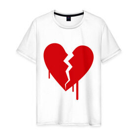 Мужская футболка хлопок с принтом Разбитое сердце (2) в Санкт-Петербурге, 100% хлопок | прямой крой, круглый вырез горловины, длина до линии бедер, слегка спущенное плечо. | любовь | отношения | разбитое | расставание | сердце | чувства