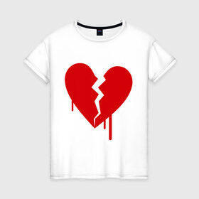 Женская футболка хлопок с принтом Разбитое сердце (2) в Санкт-Петербурге, 100% хлопок | прямой крой, круглый вырез горловины, длина до линии бедер, слегка спущенное плечо | любовь | отношения | разбитое | расставание | сердце | чувства
