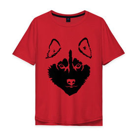 Мужская футболка хлопок Oversize с принтом Siberian Husky в Санкт-Петербурге, 100% хлопок | свободный крой, круглый ворот, “спинка” длиннее передней части | siberian husky | портрет | сибирский хаски | собака