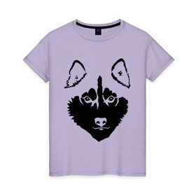 Женская футболка хлопок с принтом Siberian Husky в Санкт-Петербурге, 100% хлопок | прямой крой, круглый вырез горловины, длина до линии бедер, слегка спущенное плечо | siberian husky | портрет | сибирский хаски | собака