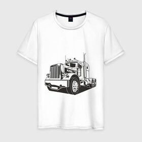 Мужская футболка хлопок с принтом Truck в Санкт-Петербурге, 100% хлопок | прямой крой, круглый вырез горловины, длина до линии бедер, слегка спущенное плечо. | truck | авто | автомобиль | машины | тачки