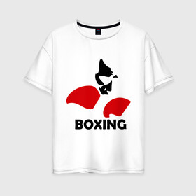 Женская футболка хлопок Oversize с принтом Russia boxing в Санкт-Петербурге, 100% хлопок | свободный крой, круглый ворот, спущенный рукав, длина до линии бедер
 | кикбоксинг
