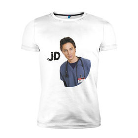 Мужская футболка премиум с принтом Джон Дориан (JD)(Клиника) в Санкт-Петербурге, 92% хлопок, 8% лайкра | приталенный силуэт, круглый вырез ворота, длина до линии бедра, короткий рукав | scrubs | джон дориан | клиника