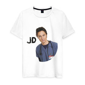 Мужская футболка хлопок с принтом Джон Дориан (JD)(Клиника) в Санкт-Петербурге, 100% хлопок | прямой крой, круглый вырез горловины, длина до линии бедер, слегка спущенное плечо. | scrubs | джон дориан | клиника