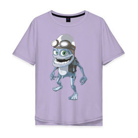 Мужская футболка хлопок Oversize с принтом Крэйзи Фрог в Санкт-Петербурге, 100% хлопок | свободный крой, круглый ворот, “спинка” длиннее передней части | crazy frog | крейзи фрог | крэйзи фрог