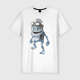 Мужская футболка премиум с принтом Крэйзи Фрог в Санкт-Петербурге, 92% хлопок, 8% лайкра | приталенный силуэт, круглый вырез ворота, длина до линии бедра, короткий рукав | crazy frog | крейзи фрог | крэйзи фрог