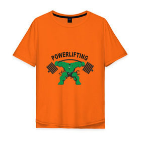 Мужская футболка хлопок Oversize с принтом Powerlifting (2) в Санкт-Петербурге, 100% хлопок | свободный крой, круглый ворот, “спинка” длиннее передней части | powerlifting