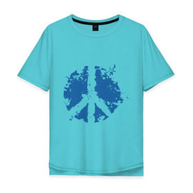 Мужская футболка хлопок Oversize с принтом Peace мир в Санкт-Петербурге, 100% хлопок | свободный крой, круглый ворот, “спинка” длиннее передней части | хиппи