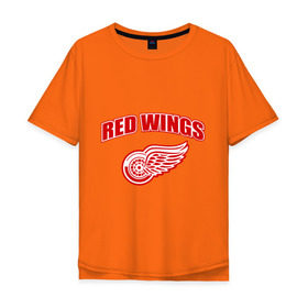 Мужская футболка хлопок Oversize с принтом Detroit Red Wings (2) в Санкт-Петербурге, 100% хлопок | свободный крой, круглый ворот, “спинка” длиннее передней части | detroit red wings | nhl | лига | национальная хоккейная лига | нхл