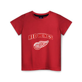 Детская футболка хлопок с принтом Detroit Red Wings (2) в Санкт-Петербурге, 100% хлопок | круглый вырез горловины, полуприлегающий силуэт, длина до линии бедер | detroit red wings | nhl | лига | национальная хоккейная лига | нхл