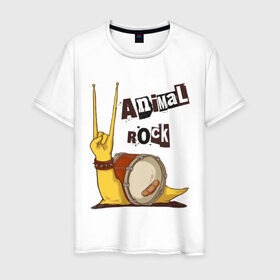 Мужская футболка хлопок с принтом Animal Rock - Животный рок в Санкт-Петербурге, 100% хлопок | прямой крой, круглый вырез горловины, длина до линии бедер, слегка спущенное плечо. | animal rock | живой рок | прикольные | рок | улитка