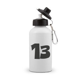 Бутылка спортивная с принтом 13 в Санкт-Петербурге, металл | емкость — 500 мл, в комплекте две пластиковые крышки и карабин для крепления | 13 | зловещее | номер | тринадцать | цифра | число