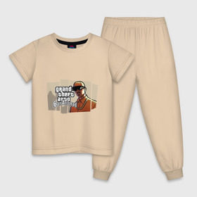 Детская пижама хлопок с принтом Grand Theft Auto San Andreas (6) в Санкт-Петербурге, 100% хлопок |  брюки и футболка прямого кроя, без карманов, на брюках мягкая резинка на поясе и по низу штанин
 | grand theft auto | gta | san andreas | гта | сан андрес