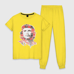 Женская пижама хлопок с принтом Che Guevara (3) в Санкт-Петербурге, 100% хлопок | брюки и футболка прямого кроя, без карманов, на брюках мягкая резинка на поясе и по низу штанин | гевара | куба | революция | свобода | че
