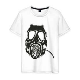 Мужская футболка хлопок с принтом Респиратор 2 в Санкт-Петербурге, 100% хлопок | прямой крой, круглый вырез горловины, длина до линии бедер, слегка спущенное плечо. | dubstep | gas | противогаз | респиратор