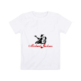 Детская футболка хлопок с принтом Michael в Санкт-Петербурге, 100% хлопок | круглый вырез горловины, полуприлегающий силуэт, длина до линии бедер | michael jackson | pop | майкл джексон | поп | силуэт