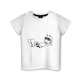 Детская футболка хлопок с принтом Инопланетянин (3) в Санкт-Петербурге, 100% хлопок | круглый вырез горловины, полуприлегающий силуэт, длина до линии бедер | гуманоид | инопланетянин | нло | пришелец