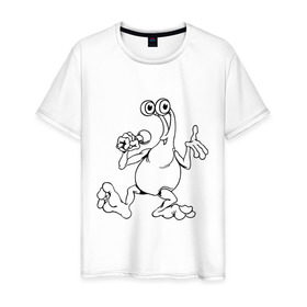 Мужская футболка хлопок с принтом Инопланетянин (4) в Санкт-Петербурге, 100% хлопок | прямой крой, круглый вырез горловины, длина до линии бедер, слегка спущенное плечо. | гуманоид | инопланетянин | нло | пришелец
