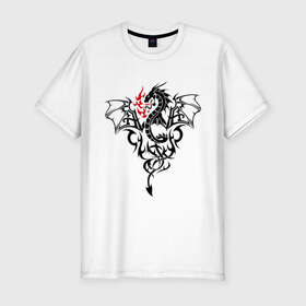 Мужская футболка премиум с принтом Дракон в Санкт-Петербурге, 92% хлопок, 8% лайкра | приталенный силуэт, круглый вырез ворота, длина до линии бедра, короткий рукав | татуировка