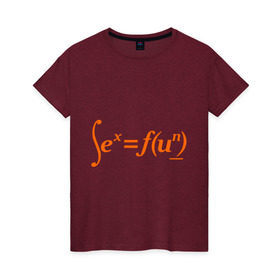 Женская футболка хлопок с принтом Sex = Fun в Санкт-Петербурге, 100% хлопок | прямой крой, круглый вырез горловины, длина до линии бедер, слегка спущенное плечо | fun | веселье | икс | интеграл | математика | математический | развлечение | формула | функция