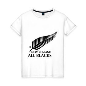 Женская футболка хлопок с принтом All blacks в Санкт-Петербурге, 100% хлопок | прямой крой, круглый вырез горловины, длина до линии бедер, слегка спущенное плечо | американский футбол | регби