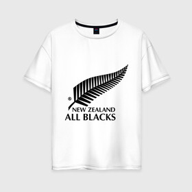 Женская футболка хлопок Oversize с принтом All blacks в Санкт-Петербурге, 100% хлопок | свободный крой, круглый ворот, спущенный рукав, длина до линии бедер
 | американский футбол | регби