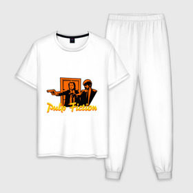 Мужская пижама хлопок с принтом Pulp Fiction в Санкт-Петербурге, 100% хлопок | брюки и футболка прямого кроя, без карманов, на брюках мягкая резинка на поясе и по низу штанин
 | pulp fiction | криминальное чтиво