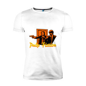 Мужская футболка премиум с принтом Pulp Fiction в Санкт-Петербурге, 92% хлопок, 8% лайкра | приталенный силуэт, круглый вырез ворота, длина до линии бедра, короткий рукав | pulp fiction | криминальное чтиво