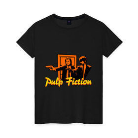 Женская футболка хлопок с принтом Pulp Fiction в Санкт-Петербурге, 100% хлопок | прямой крой, круглый вырез горловины, длина до линии бедер, слегка спущенное плечо | pulp fiction | криминальное чтиво
